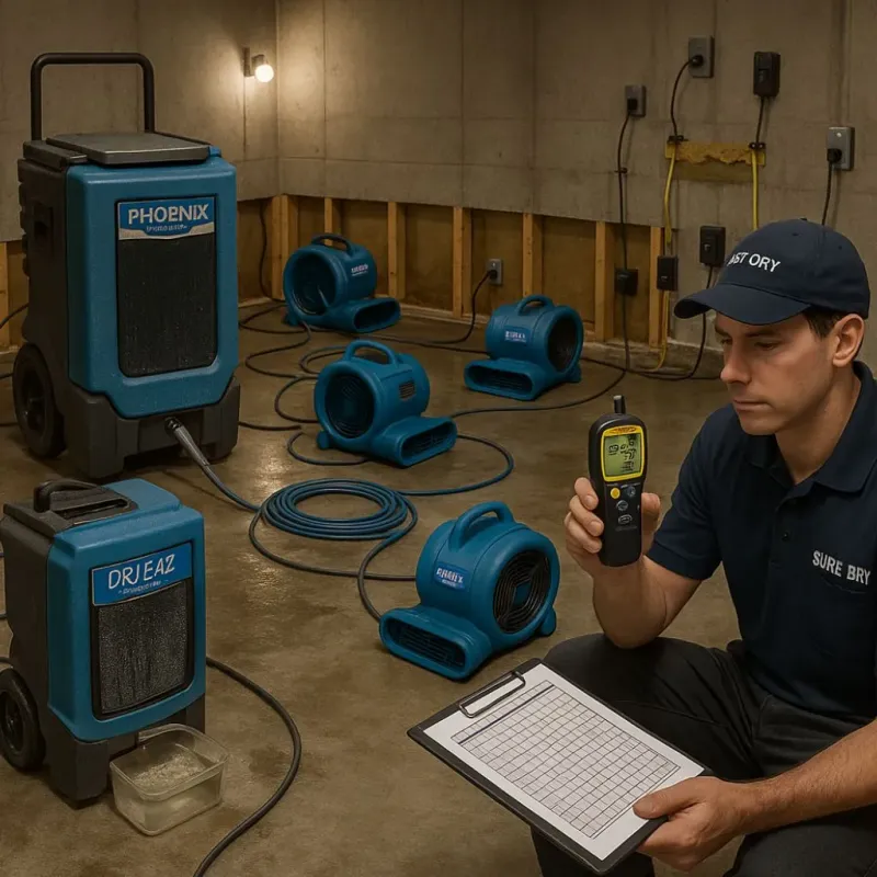 Structural Drying and Dehumidification process in Conroe, TX